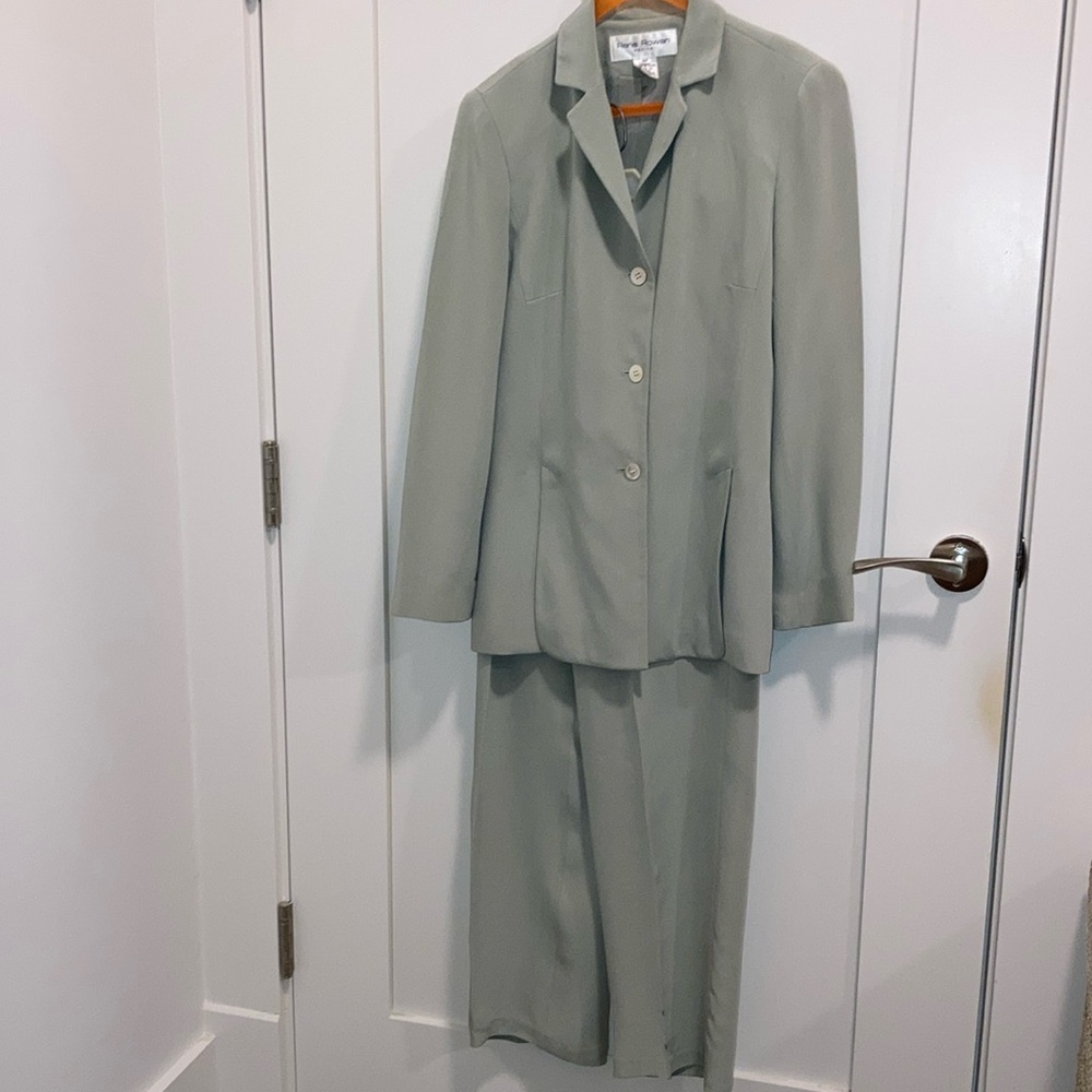 Petite silk jacket and pant suit. Rena Rowan.